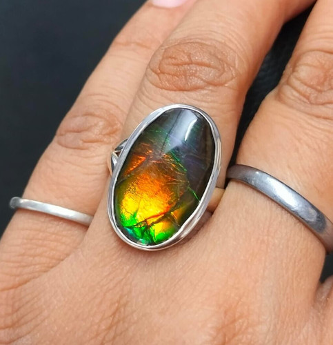 Echter ammolith oval ring 925 - ammolith,
